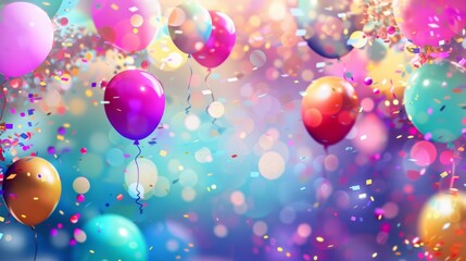 Festive balloon and confetti celebration background