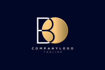 Abstract initial letter OB or BO in blue color presented with multiple background colors.