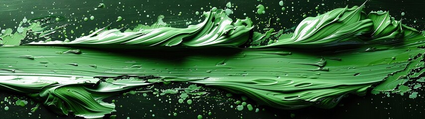 Dynamic abstract background with of green and white oil paint strokes, can be used for printed materials such as brochures, flyers, and business cards.