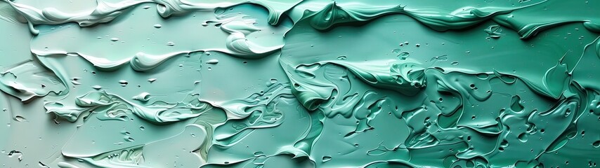 Dynamic abstract background with of mint green and white oil paint strokes, can be used for printed materials such as brochures, flyers, and business cards.