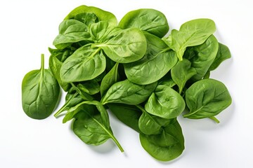 Fototapeta premium Fresh spinach leaves. Isolated on white background