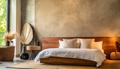Serenidad en el Hogar: Un Dormitorio Moderno y Acogedor con colores cálidos que generan...