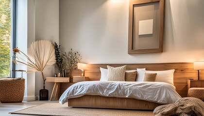 Serenidad en el Hogar: Un Dormitorio Moderno y Acogedor con colores cálidos que generan...
