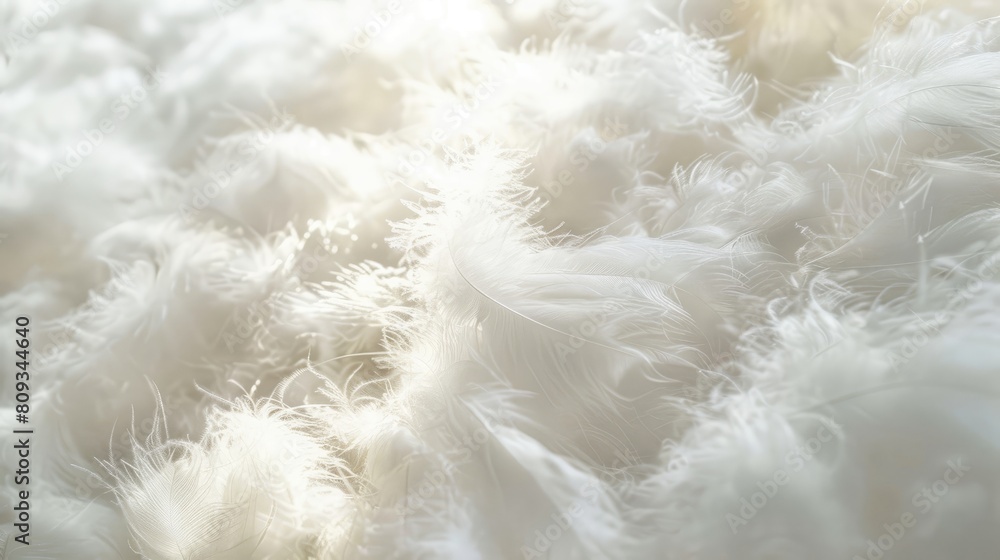 Poster white wool pattern with a feathery texture against a soft and blurry backdrop