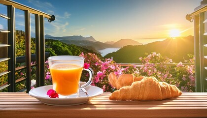 breakfast in a balcony in a wonderful day illustration
