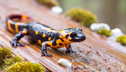 colorful salamander in natural habitat