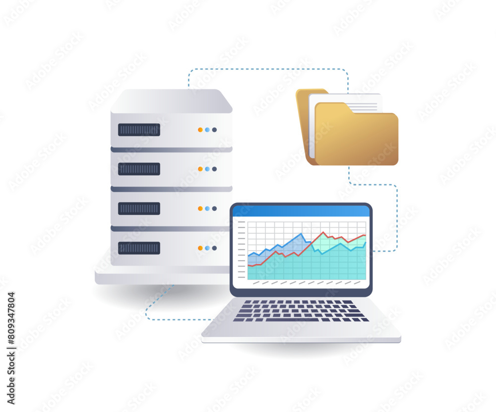 Aufkleber cloud server data analysis technology infographics flat isometric 3d illustration
