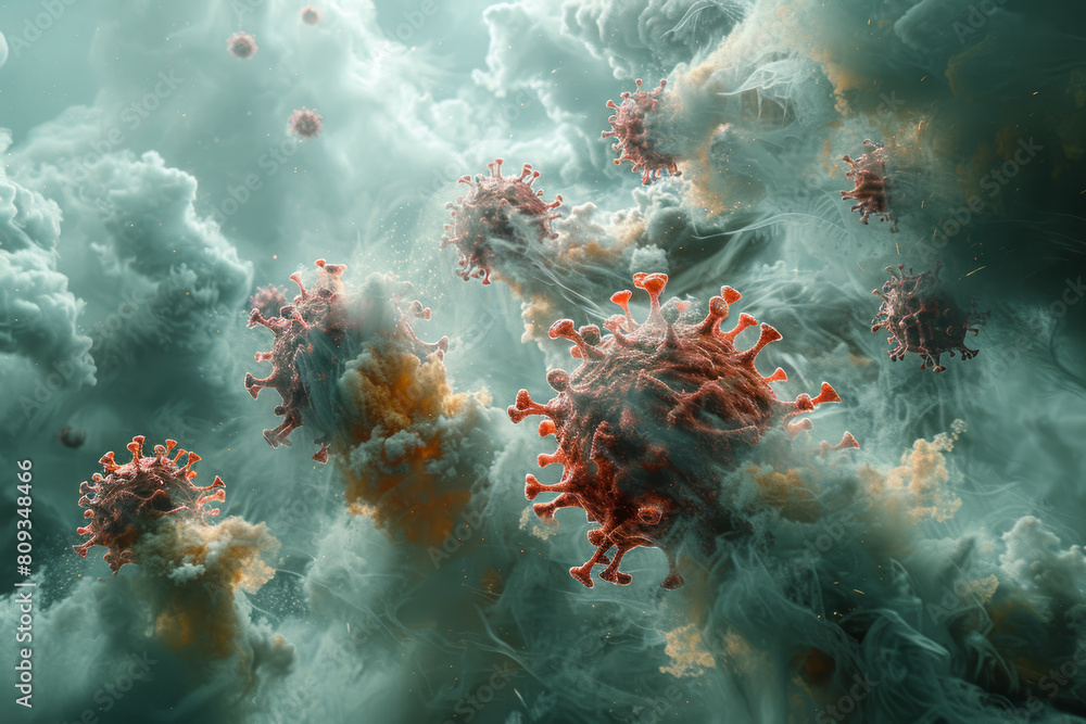 Poster a health emergency unfolding as a result of a virulent pathogen. concept of epidemic. generative ai.