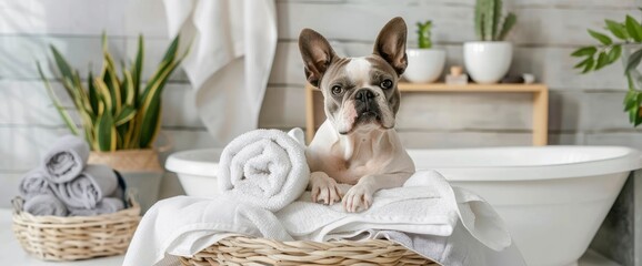 Setting Up A Doggy Spa Station With Cooling Mats And Towels To Help Your Pup Beat The Heat And Relax, Summer Background