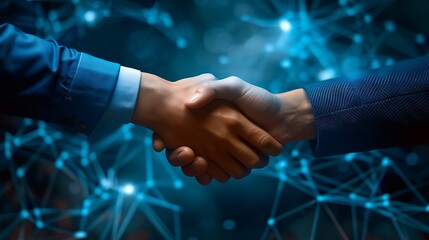 business handshake on abstract background. Partnership and teamwork concept