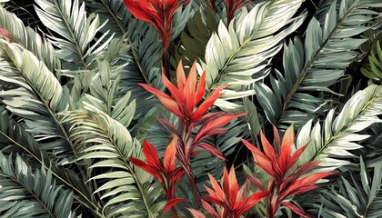 tropical plant seamless pattern artistic background