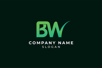 BW WM logo monogram  green colors initial letter
