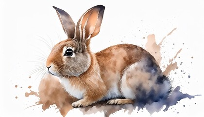 watercolor rabbit illustration on white background - Powered by Adobe
