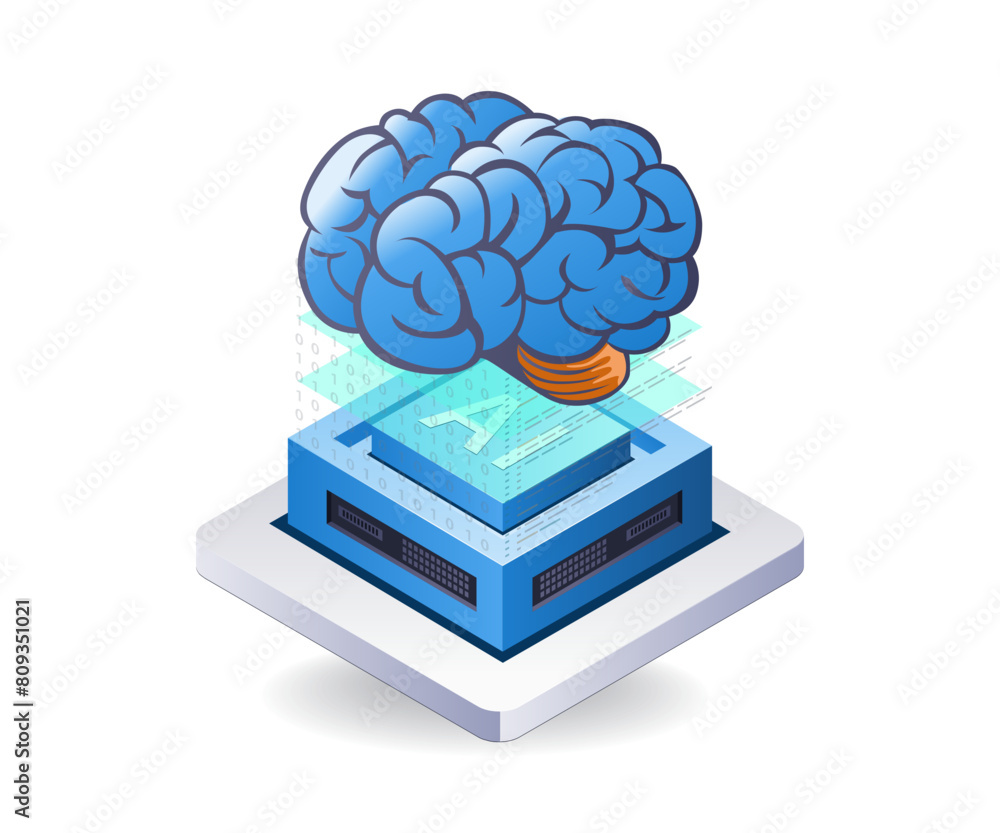 Aufkleber artificial intelligence server technology infographic 3d illustration flat isometric