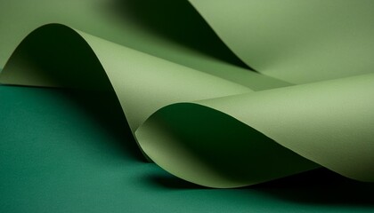 abstract paper and creative design in the style of curves for backdrop wallpaper or graphic poster advertising with copyspace green layers and craft template for background banner or mockup