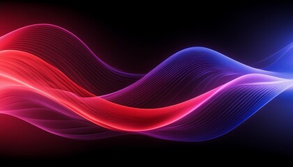 minimalist synth wave red blue purple sound waves against a black background radiating with bursts of energy from the waves