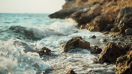 Obraz premium Dramatic Rocky Shoreline of Cyprus Beach