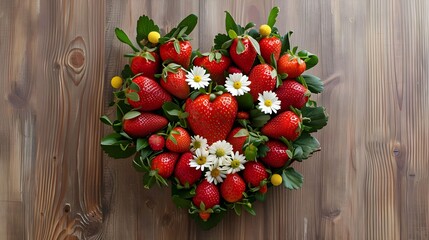 Heart-Shaped Strawberry Arrangement with Daisy Accents 
