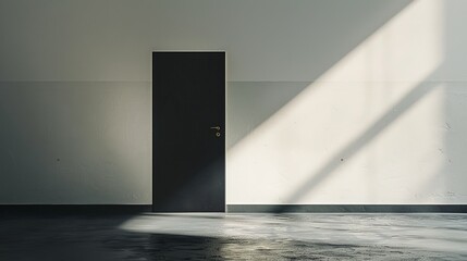 Shadows and Light on Black Door and White Wall