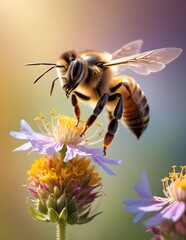 Fototapeta premium Word bee day, luxury bee on the flowers.