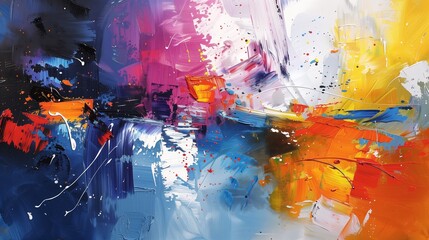 Naklejka premium Abstract oil painting. Art painting, wall art, modern artwork, blobs of paint, brush strokes of paint, knife drawing. Large stroke oil painting