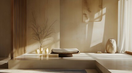 Fototapeta premium Beige interior room of modern house.