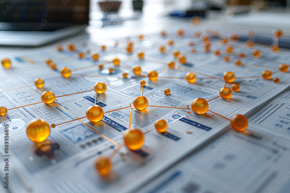 Fototapete User flow diagrams mapping out the steps users take to complete tasks within a digital interface, helping to optimize user journeys. Concept of user flow design. Generative Ai.