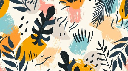 Abstract summer artistic illustration pattern. Creative collage contemporary seamless pattern. Fashionable template for design