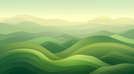 Obraz premium Abstract green landscape wallpaper background illustration design with hills and mountains