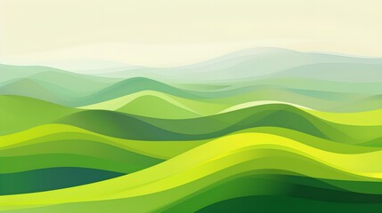 Obraz premium Abstract green landscape wallpaper background illustration design with hills and mountains
