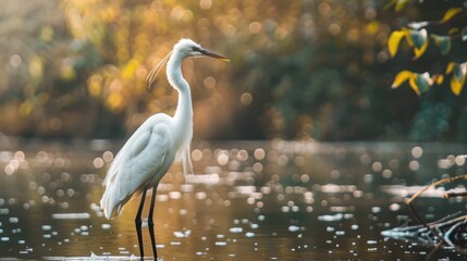 Naklejka premium Small heron with white plumage