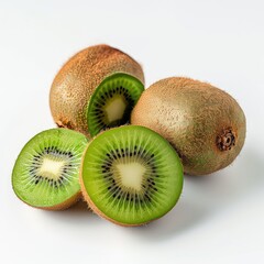 Fototapeta premium Kiwi Fruit On White Background, Generative AI