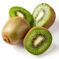 Fototapeta premium Kiwi Fruit On White Background, Generative AI
