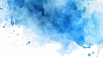 Blue watercolor big blot spread to the light background. Abstract vector composition for the elegant design.