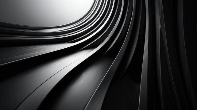 Sleek black curved surfaces with glossy finish creating abstract design
