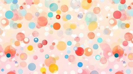 Obraz premium A playful background of multicolored polka dots of varying sizes, set on a pastel background for a cheerful and whimsical vibe