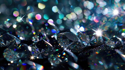 Close-up of sparkling diamonds showing fire and brilliance