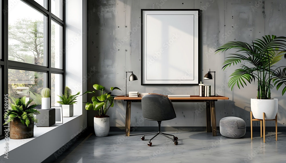 Poster capture the essence of simplicity with a white frame mockup in a comfortable, clean and minimalist o
