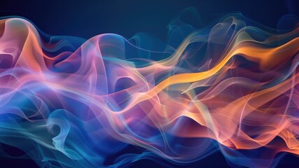 Obraz premium Abstract colorful smoke waves on dark background