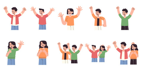 People Celebrating Illustration Set