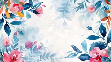 Flower watercolor art background vector.