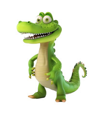 Fototapeta premium Cute crocodile cartoon style illustration transparent background. Lovely baby animals concept end wild animal