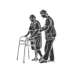 Occupational Therapy Icon Silhouette Illustration. Therapist Vector Graphic Pictogram Symbol Clip Art. Doodle Sketch Black Sign.