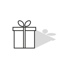 Gift box with shadow. Present vector icon. Celebration package symbol.