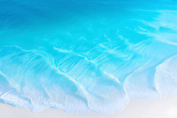 Beautiful sea wave on white sand beach background. Top view.