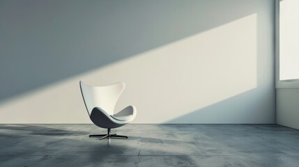 Modern chair in minimalist interior with sunlight
