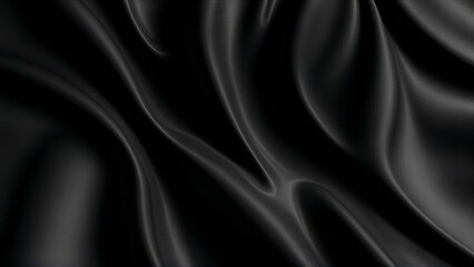 black silk fabric background with waves. Generative AI.