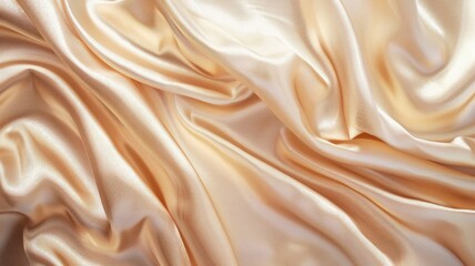 Luxurious golden satin fabric with smooth, glossy surface and elegant folds