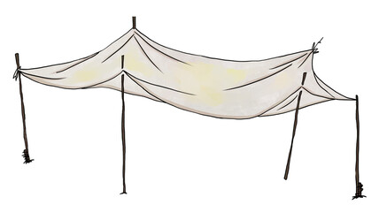 a tent in a banquet hall. traditional Korean illustration