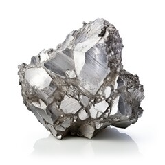 A shiny platinum nugget with a smooth, glossy surface and a silver white hue, isolated on a white background, Ai Generated